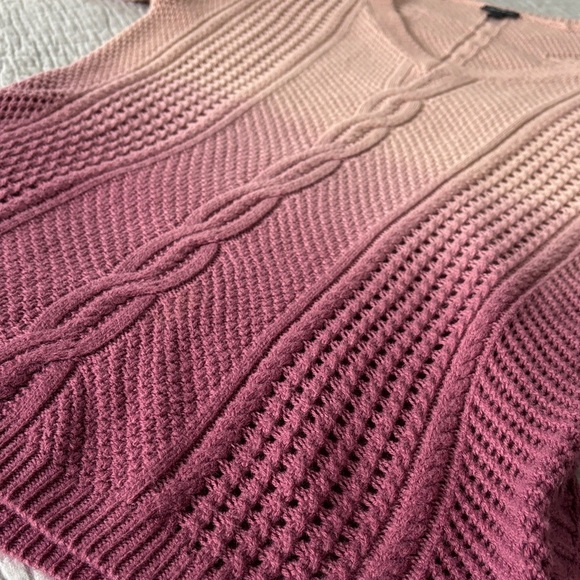 TORRID Ombre Pink Cable Knit V-Neck Sweater Tunic 0 (12 L) - Picture 8 of 8